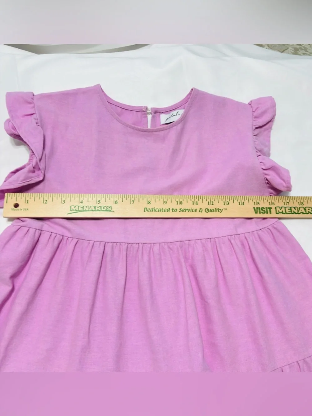 Petal & Pup Ruffle Sleeve Tiered Cotton/Linen Lilac Babydoll Mini Dress Size 2 - Picture 10 of 10
